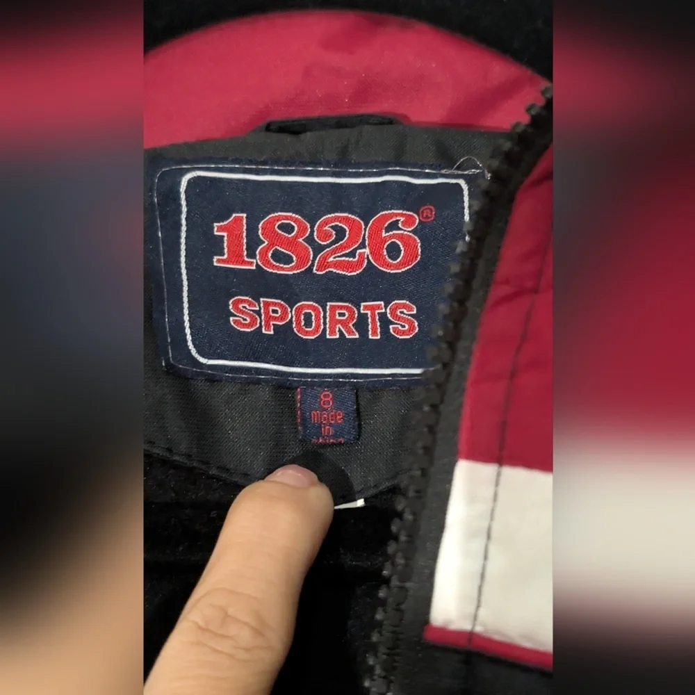 1826 Sports Stylish Black and Red Kids' Puffer Jacket